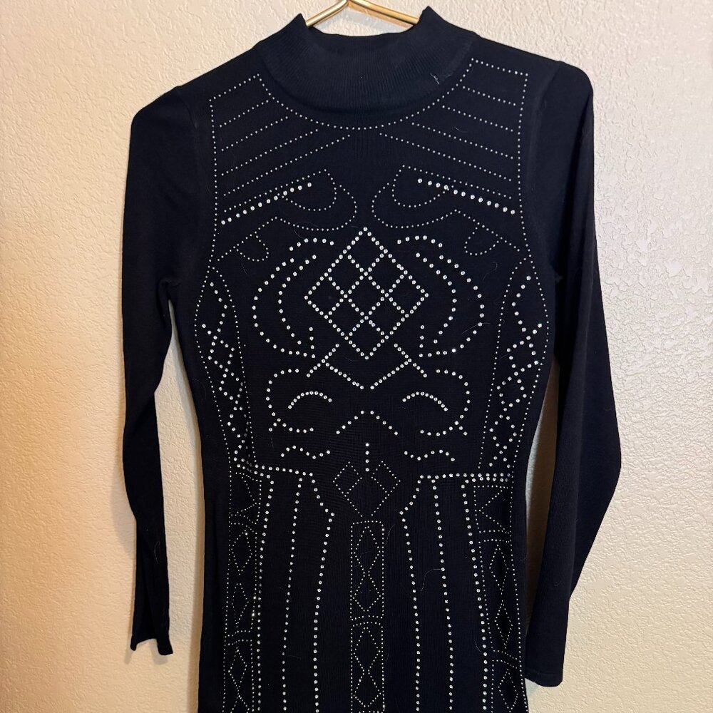 Black Sweather dress with "Rhinestones on front !